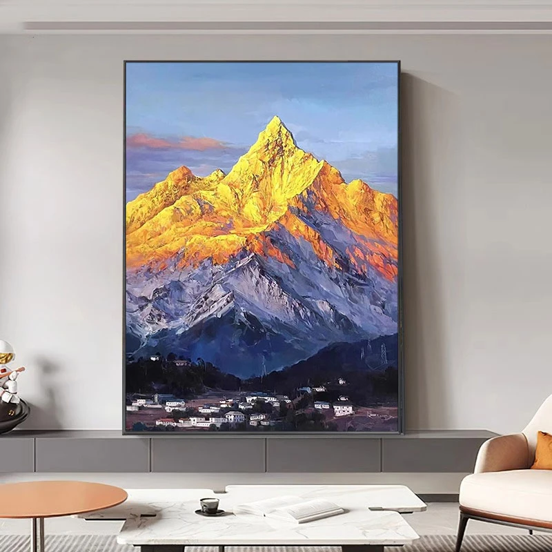 日照金山大芬村轻奢挂画客厅玄关大气自然风景装饰画