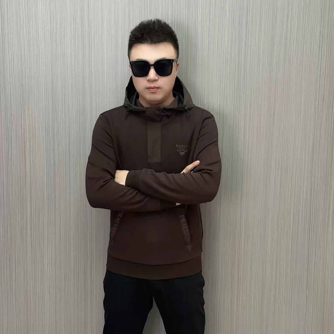 【68012】秋冬新款 休闲时尚 帽款微修身 拼接连帽卫衣