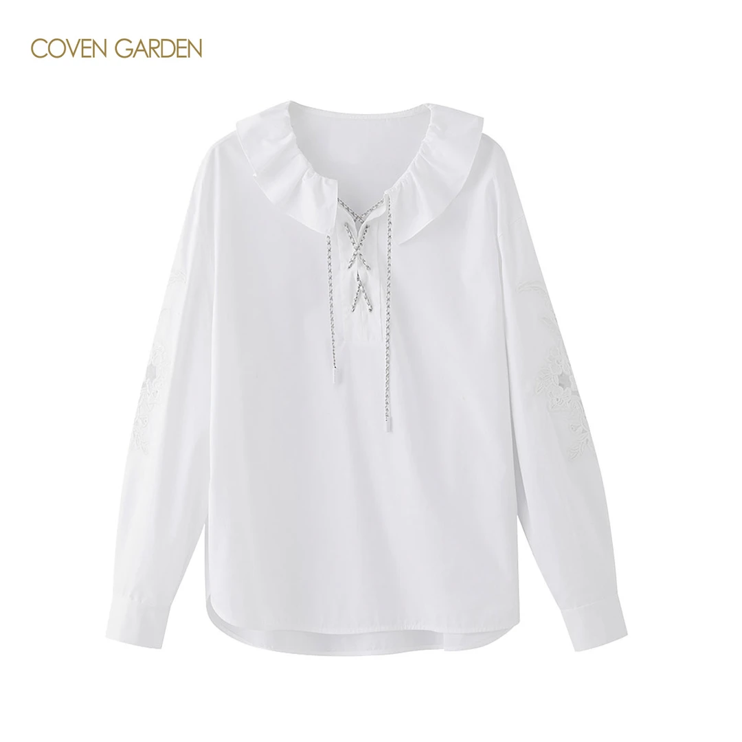 【哥文花园】纯棉长袖白衬衫娃娃领CSA1014210