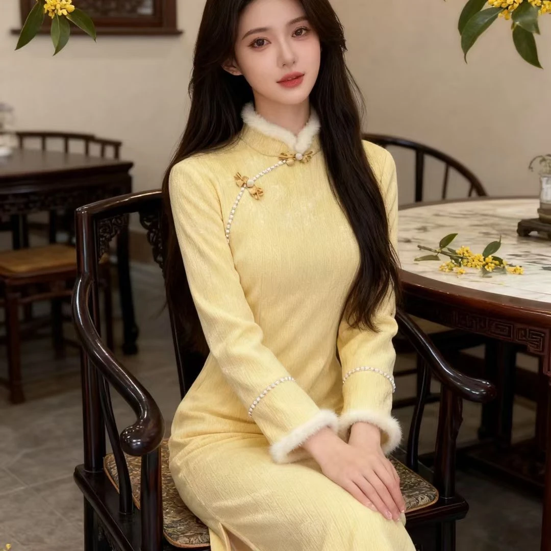 （今安）长度120加绒冬款旗袍修身文艺港工老上海改良夏季显瘦