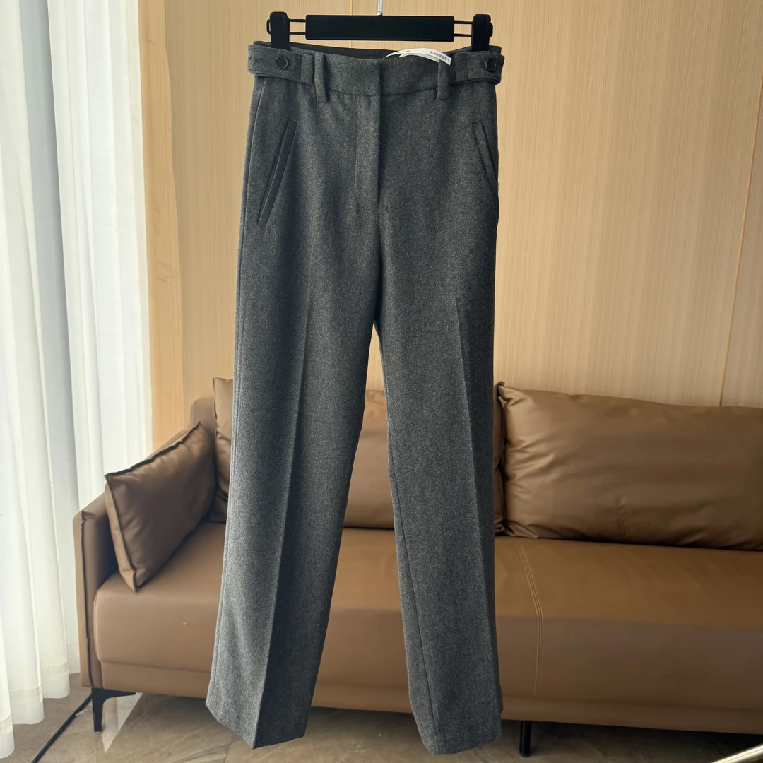 【现货】B*C裤简约老钱气质直筒羊毛混纺休闲裤长裤女