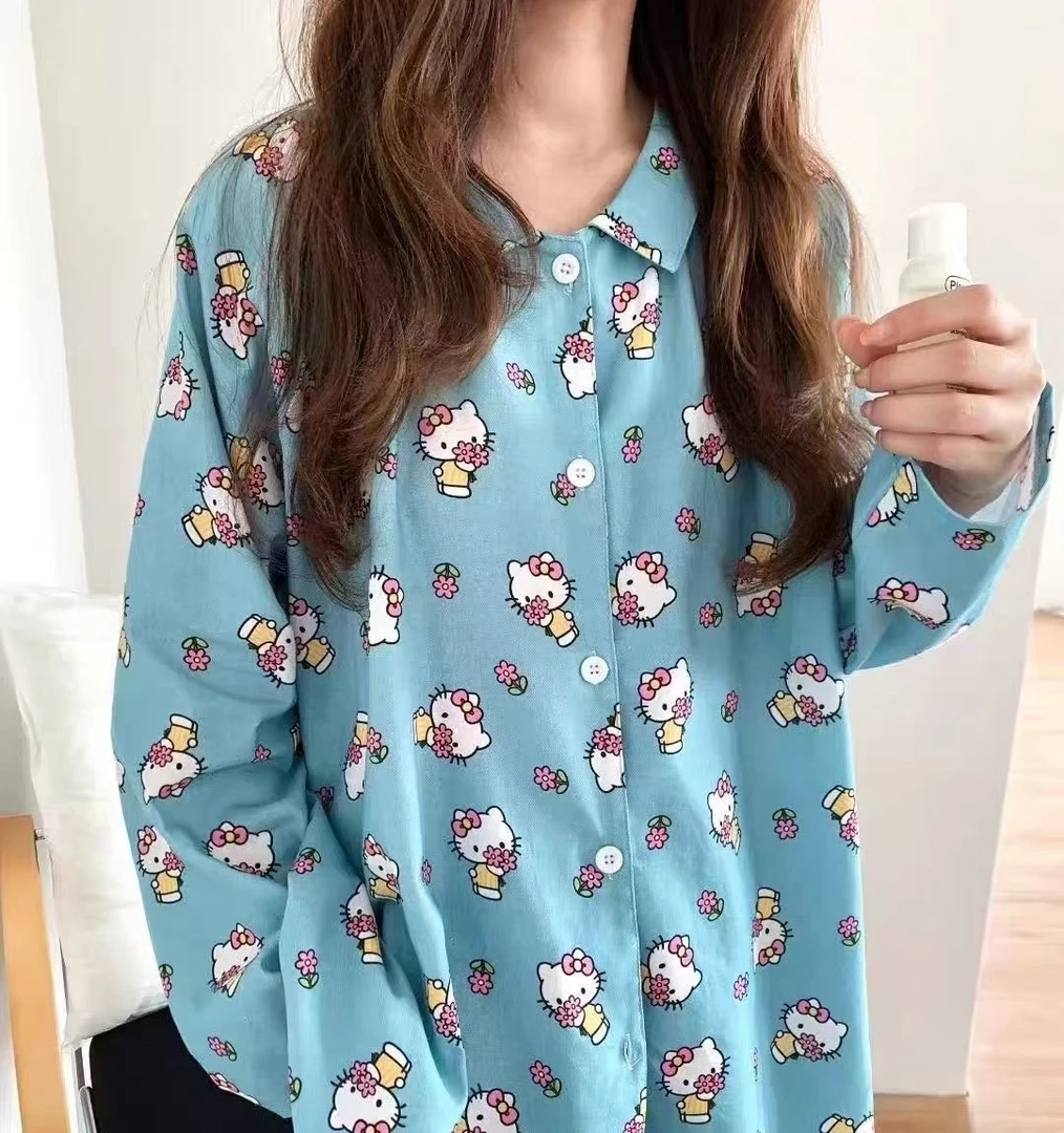 Zai Living/也宅【海洋KITTY】高级潮牌可外穿棉纱居家服睡衣套装