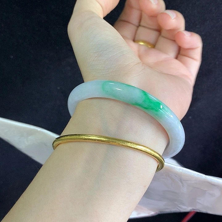 翡翠未镶嵌手镯55圈 6338窄款正圈