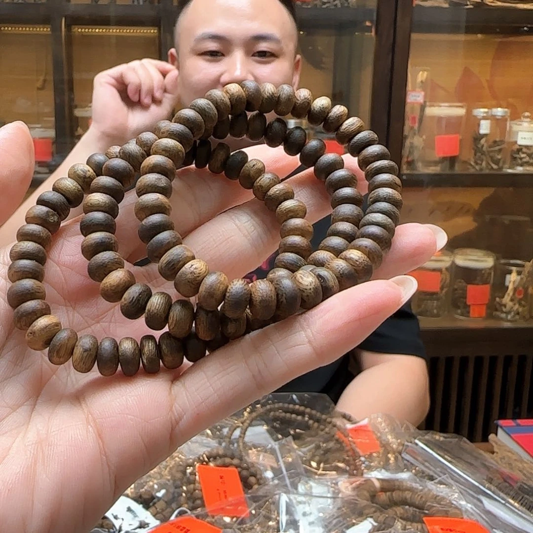 沉香碎屑沉香3棋楠单圈随形算盘珠手串5.8g+多样性发一串