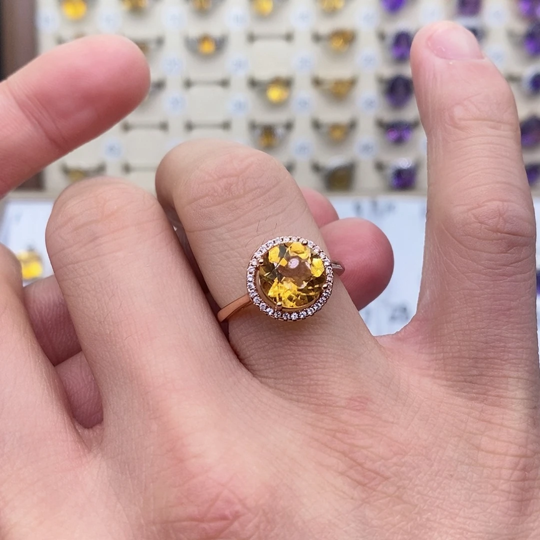 水晶纯天然黄水晶银S925镶嵌嘻****1