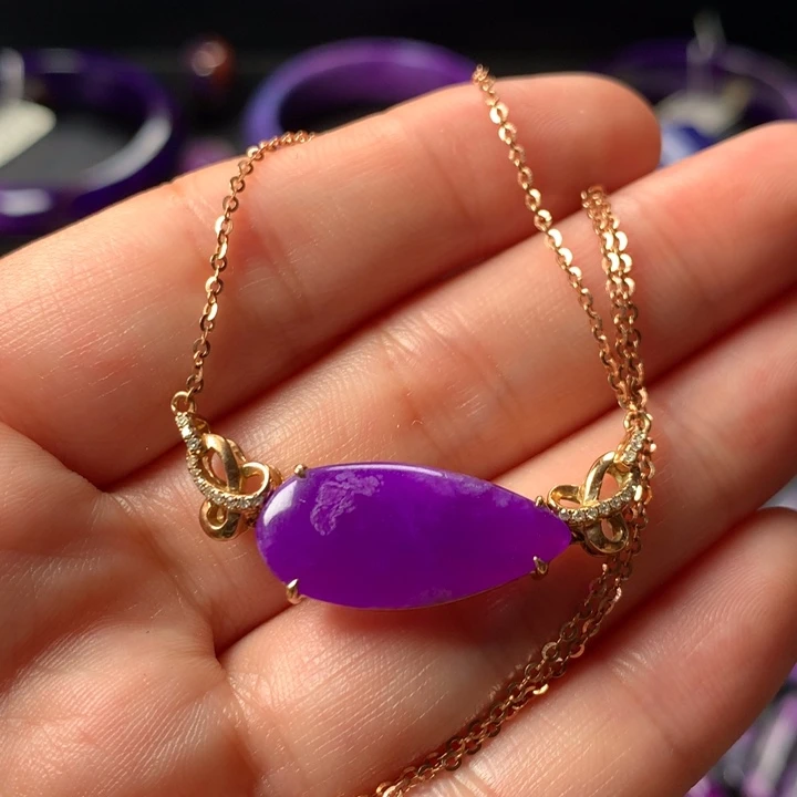 苏纪石（舒俱来）锁骨链18K金镶嵌