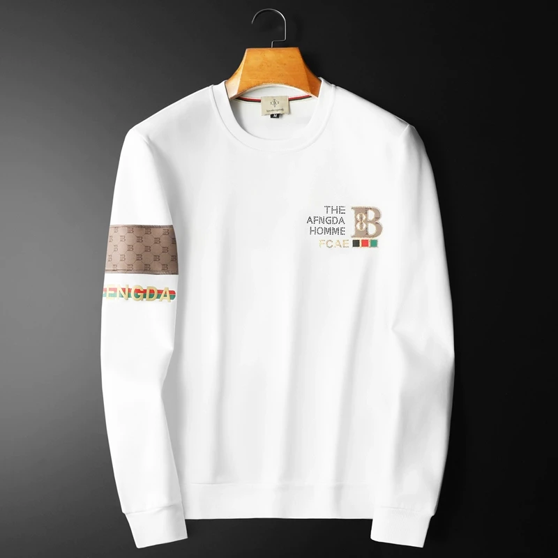 景君澜潮牌男装圆领长袖T恤打底衫春秋季高端衣服运动休闲卫衣男