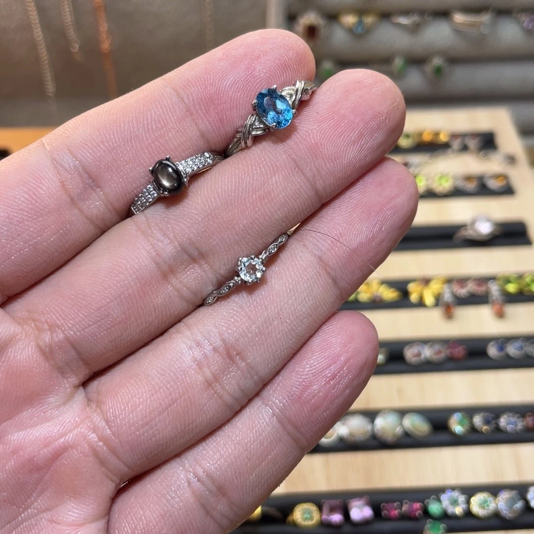 海蓝宝石戒圈银S925镶嵌12345