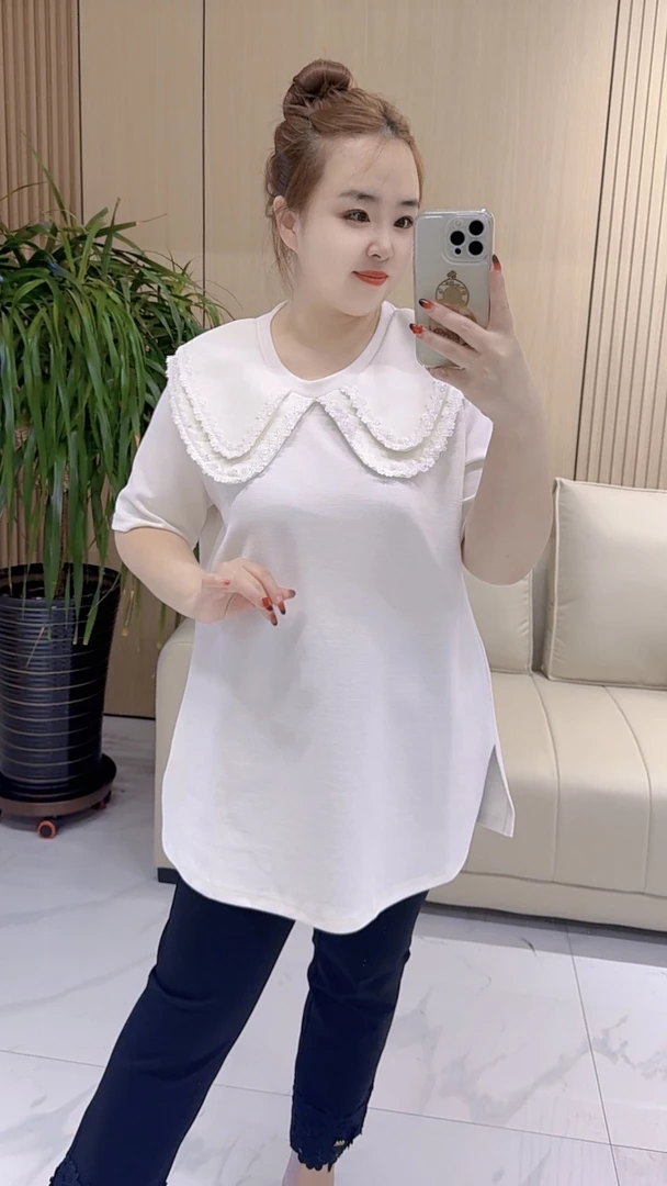 【聪姐推荐】24219早春新款娃娃领时尚减龄T桖（衣长76，胸围124）