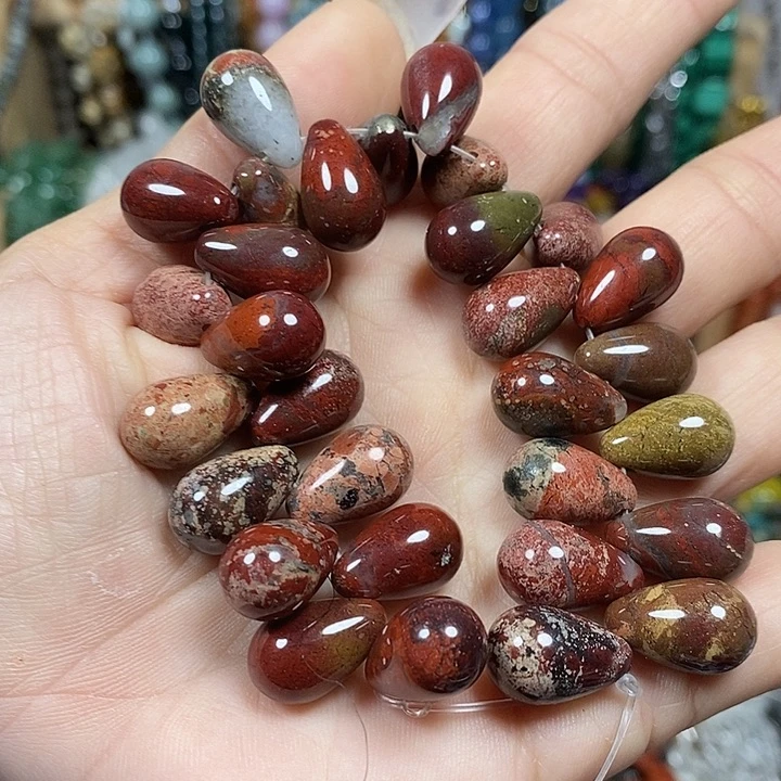玛瑙/玉髓未镶嵌珠宝半成品天然进口花红水滴卡10*16mm