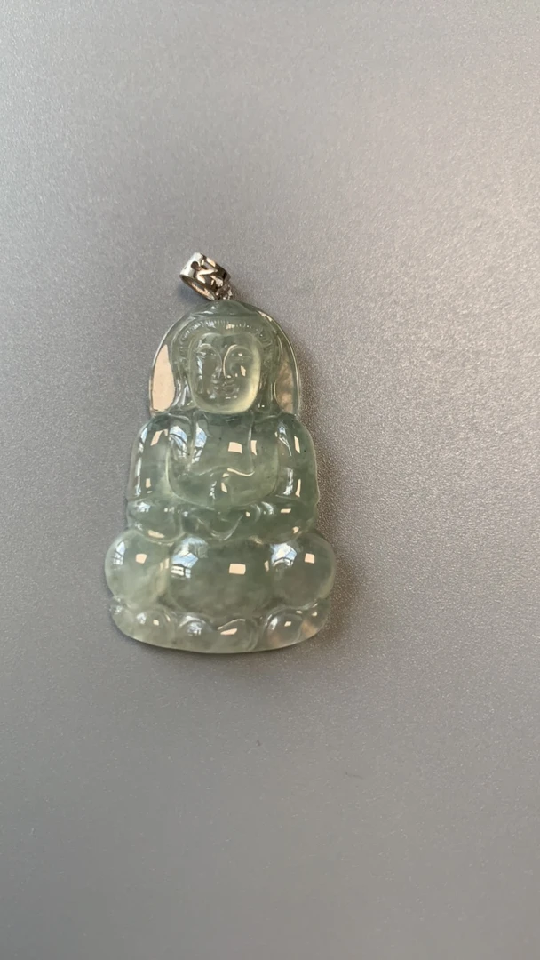 18K金镶翡翠颈饰冰观音(带底色)吊坠