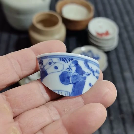 瓷片青花影青杯垫学习标本