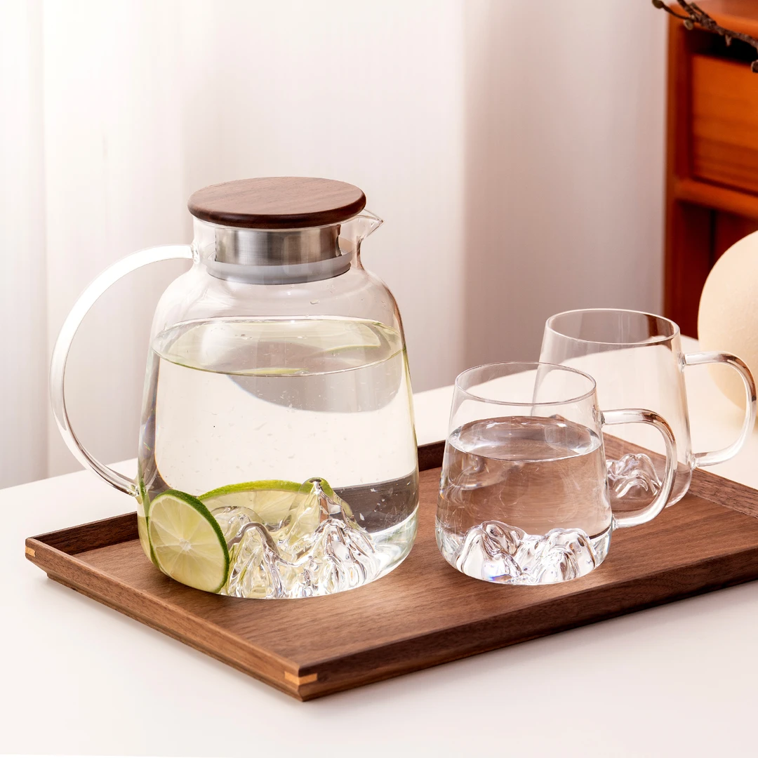 onlycook新中式观山冷水壶高硼硅玻璃耐高温凉水壶家用大容量扎壶