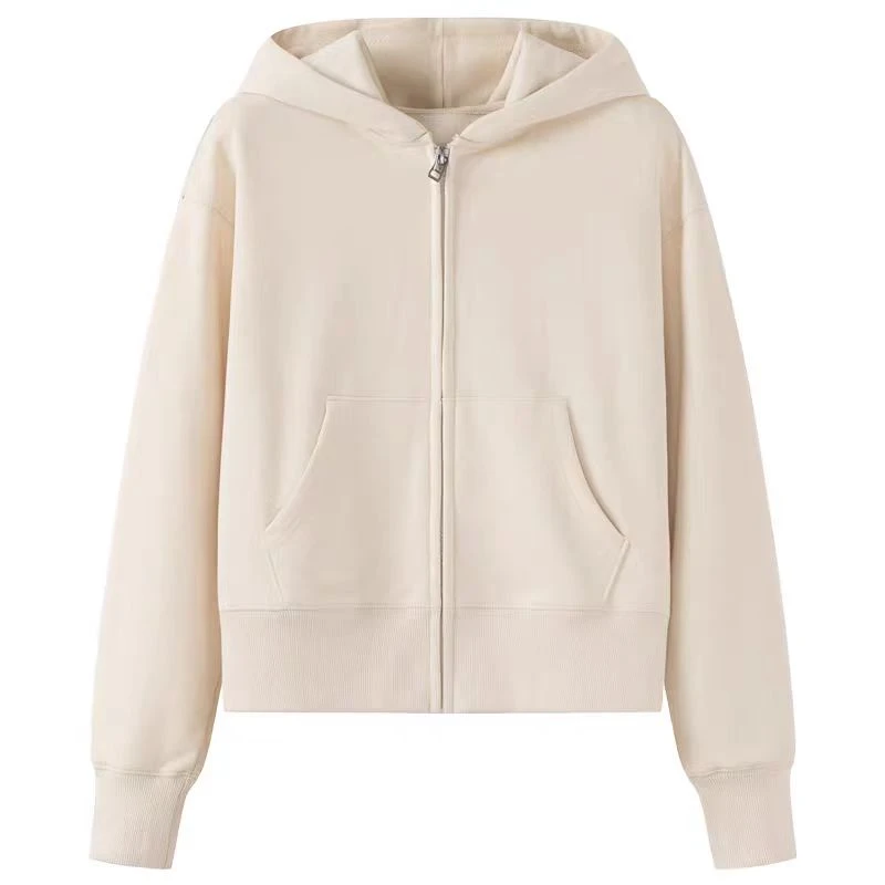 (51-100)简约运动百搭长袖连帽短款秋季卫衣外套