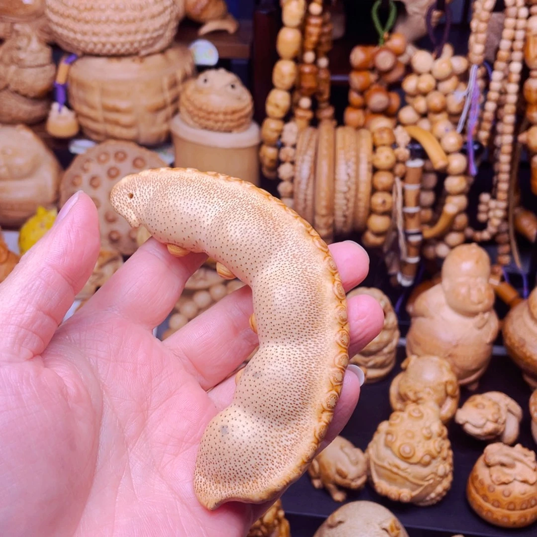 竹竹根雕豆角把玩件