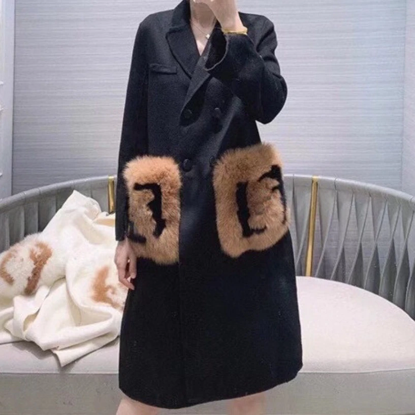 99新 FENDI/芬迪 皮草拼接大衣 /40码/Xsp34346