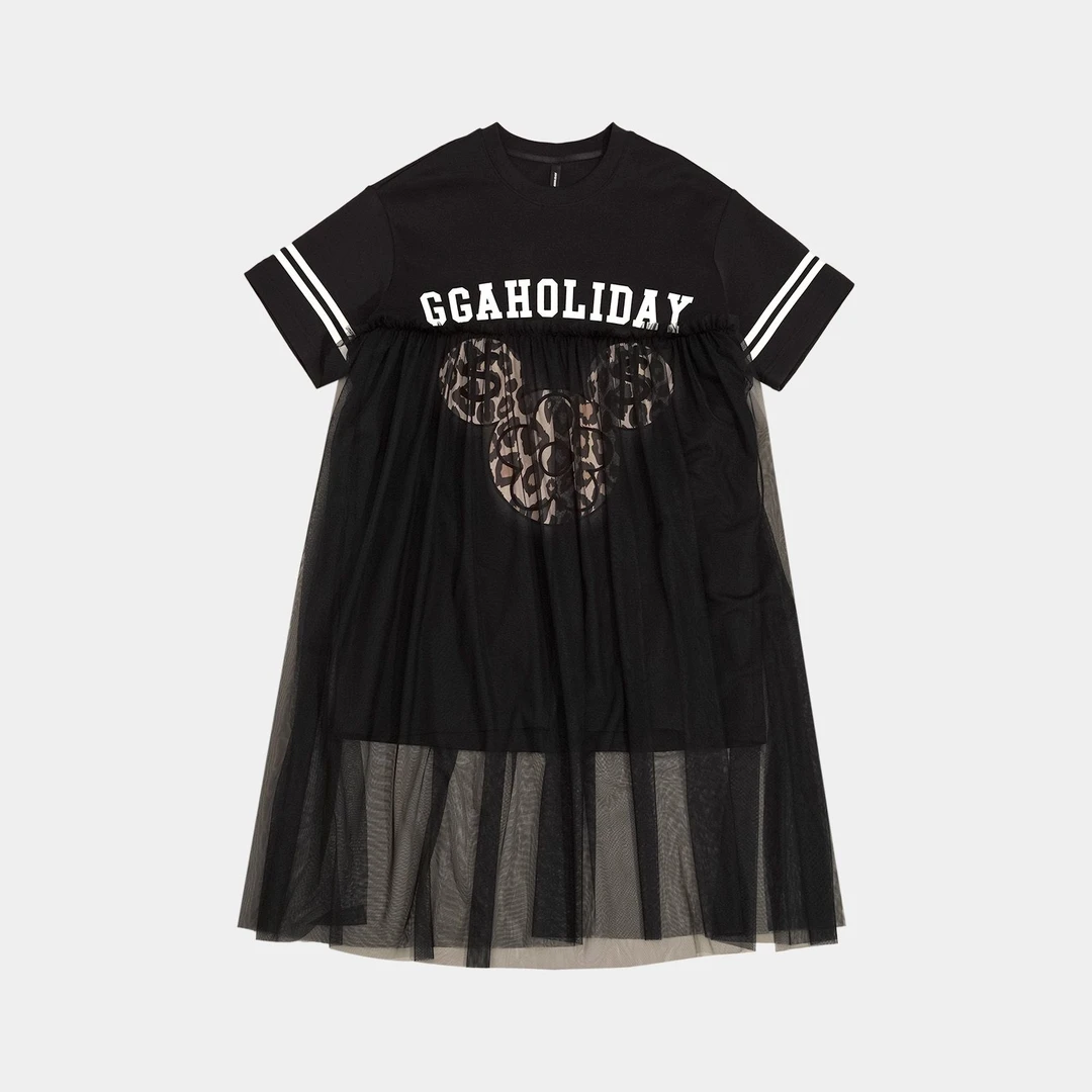 GG潮牌原创设计高级感时尚网纱拼接气质休闲显瘦连衣裙-152517