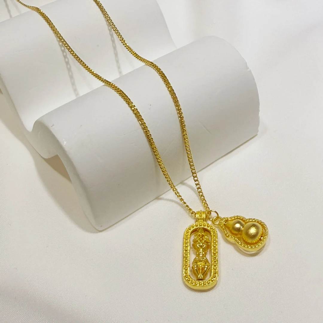 5G工艺【葫芦金刚杵侧边链黄金套链】足金999