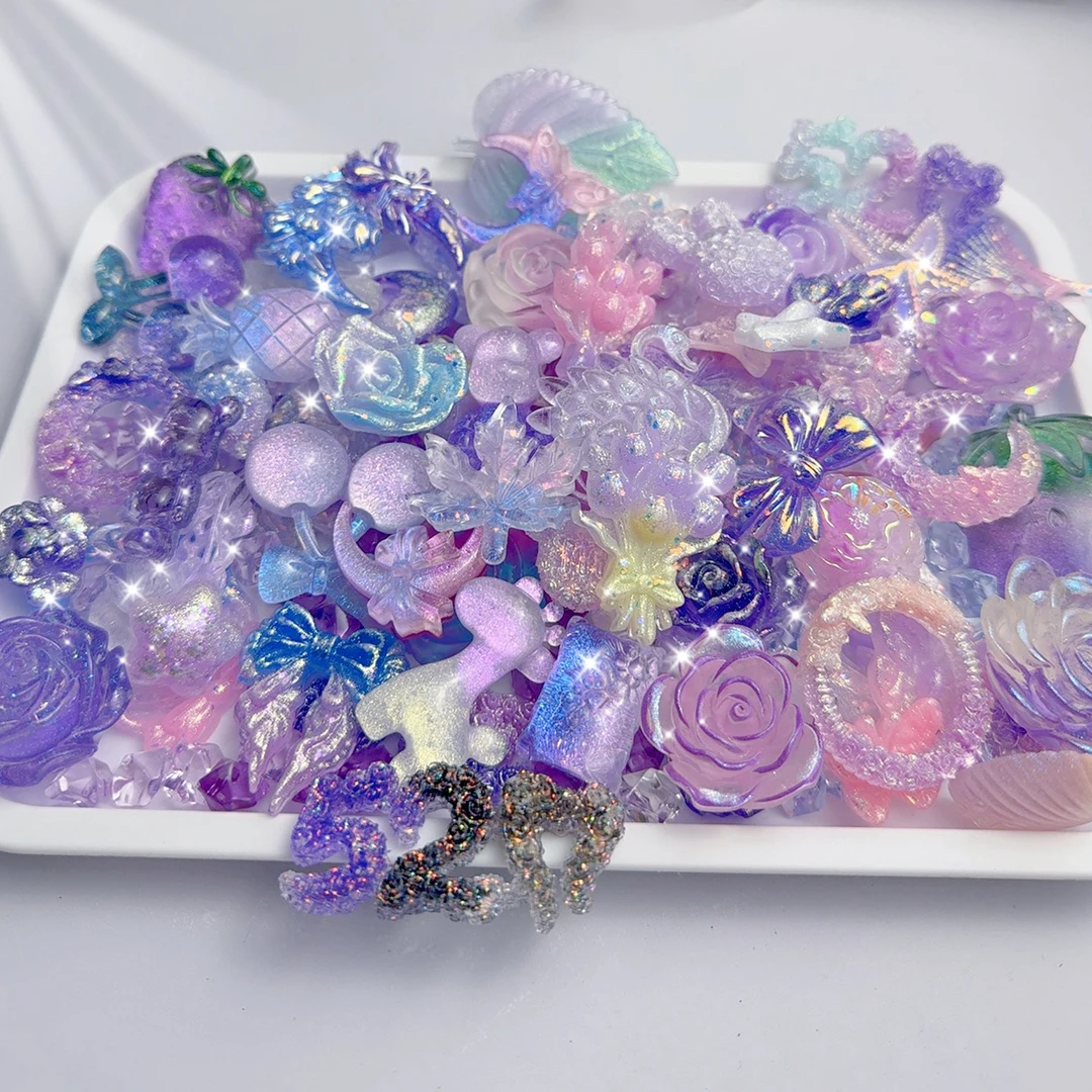 【紫色系配件4选2】混搭巴洛克风diy奶油胶手机壳树脂配件材料