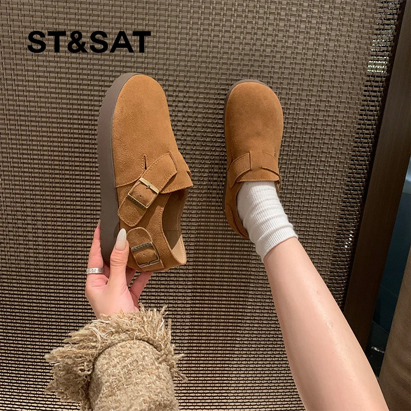 星期六【春季新款】百搭勃肯鞋女2025平底舒适外穿时尚软底复古单鞋