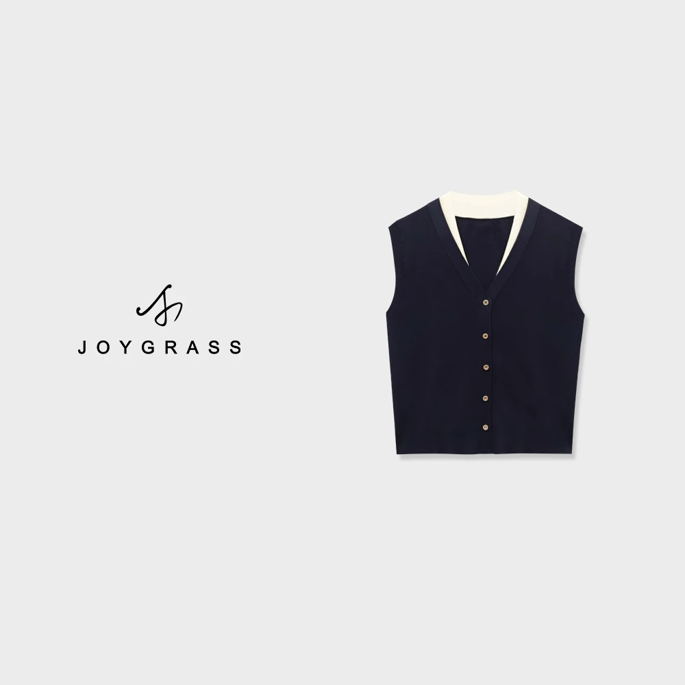 JOYGRSS【墨间絮语·莱韵】通勤V领针织上衣Z-06039