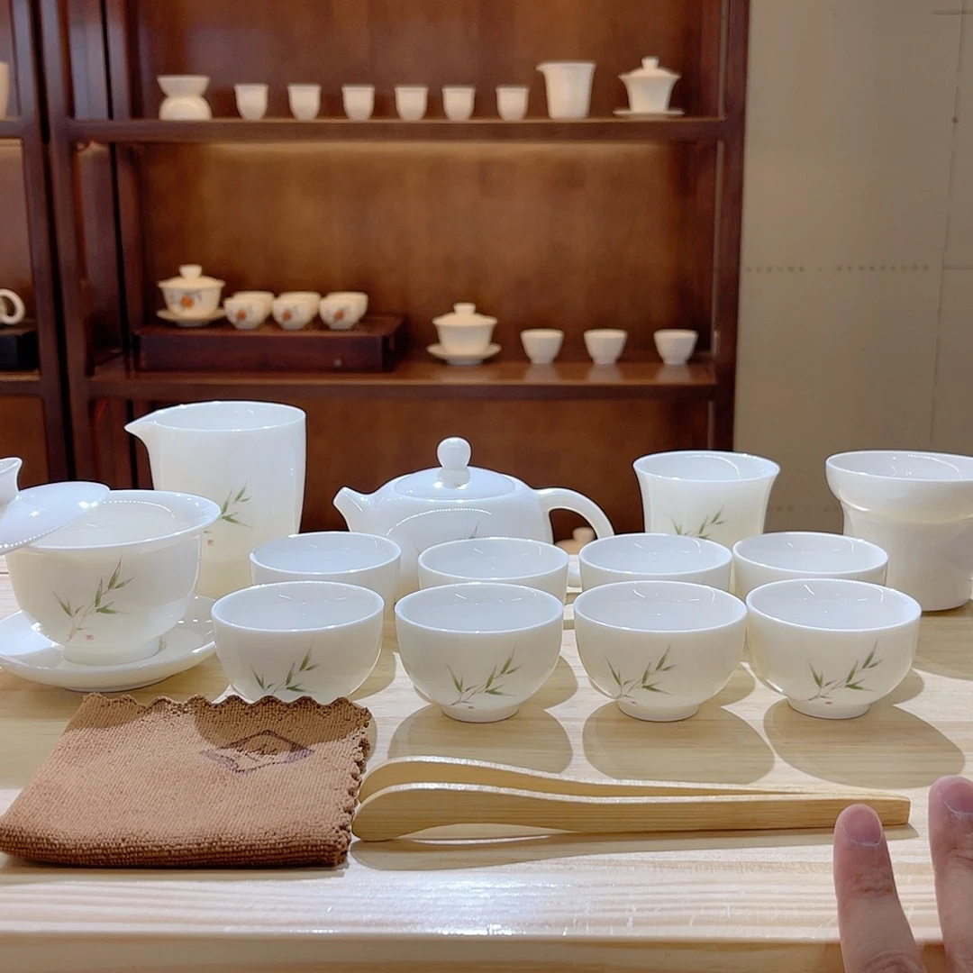瓷片玄致羊脂玉瓷茶具套装