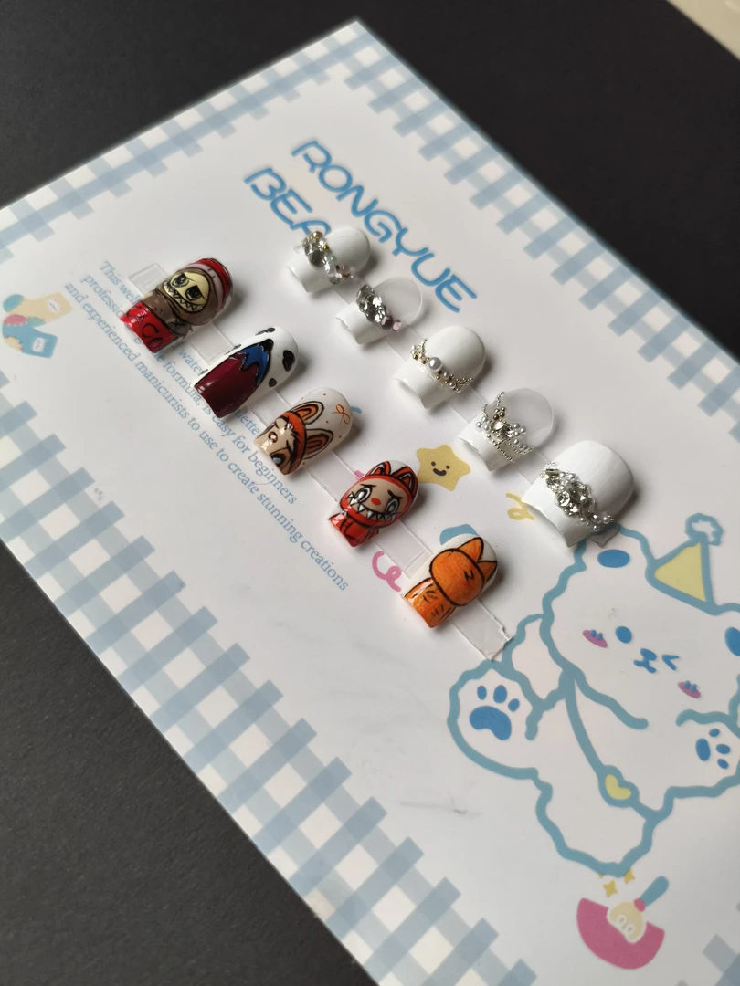 手工涂鸦kitty猫立体爱心蝴蝶结轻奢氛围感穿戴甲美甲纯手工可爱