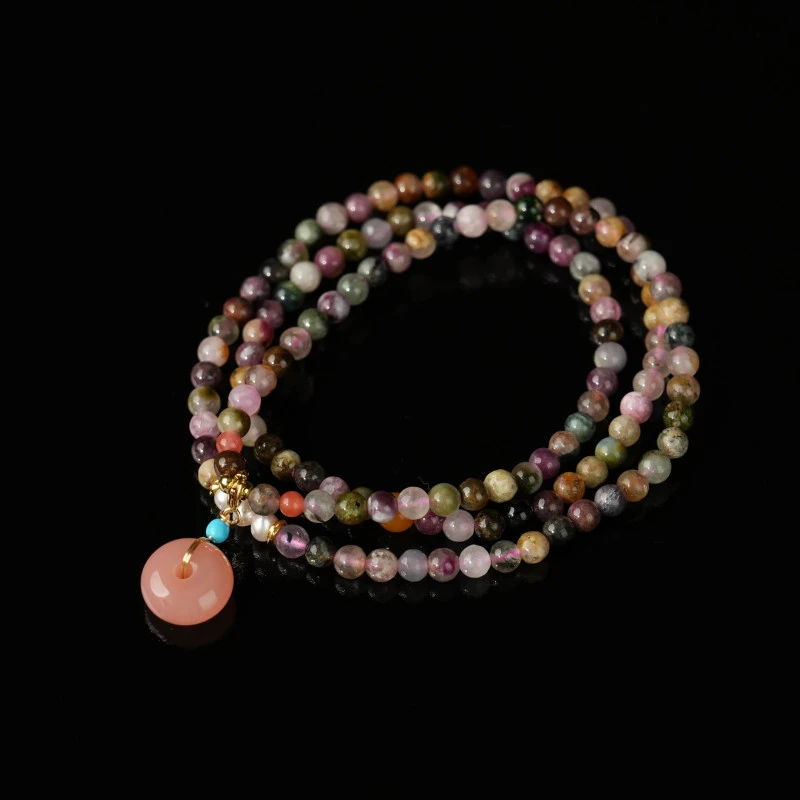 碧玺+盐源玛瑙平安扣+淡水珍珠通用黑色礼盒（卡径4.2mm）cb114