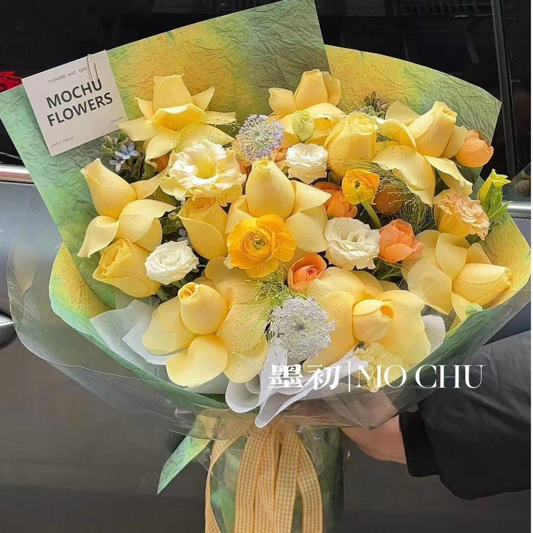 【纯甜奶油杯玫瑰奶油】奶油杯玫瑰向日葵桔梗混搭甜甜的花束