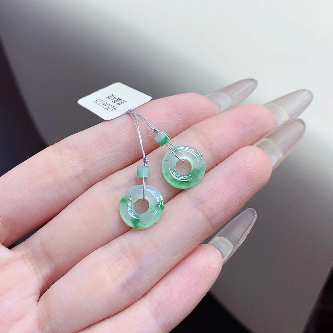 翡翠戒指未镶嵌甜甜圈一对