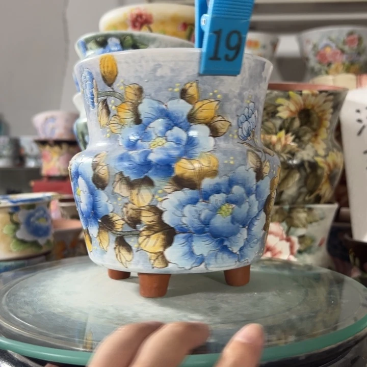 景德镇手绘花盆满38包邮偏远地区除外