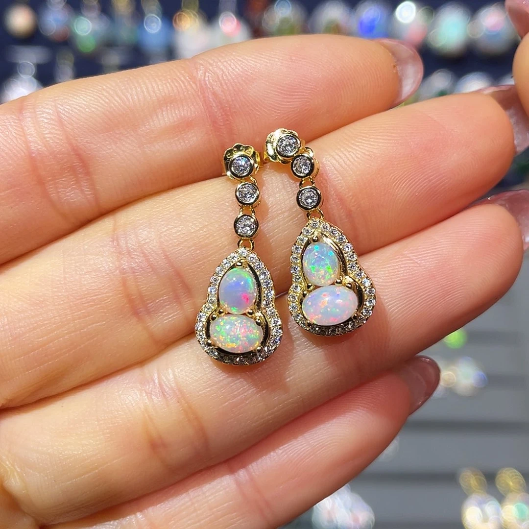 欧泊银S925镶嵌耳饰