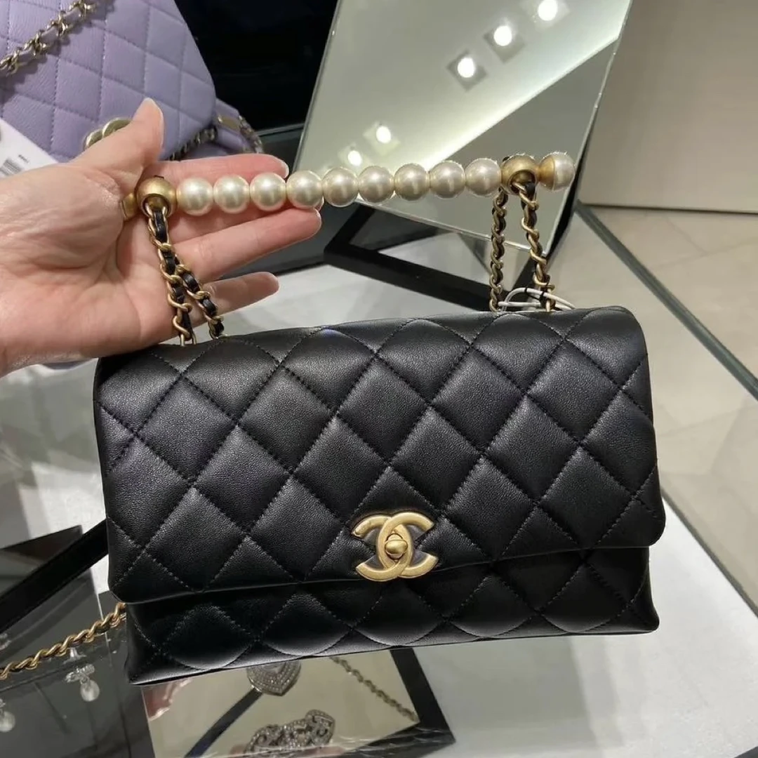 99新 Chanel/香奈儿 艾瑟尔奢品/24a黑金珍珠手柄cf限定/1tlc