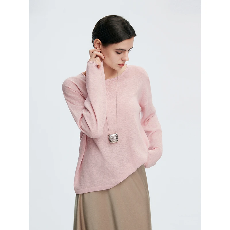 初棉竹节棉麻针织防晒罩衫轻薄微透薄款长袖宽松362635015