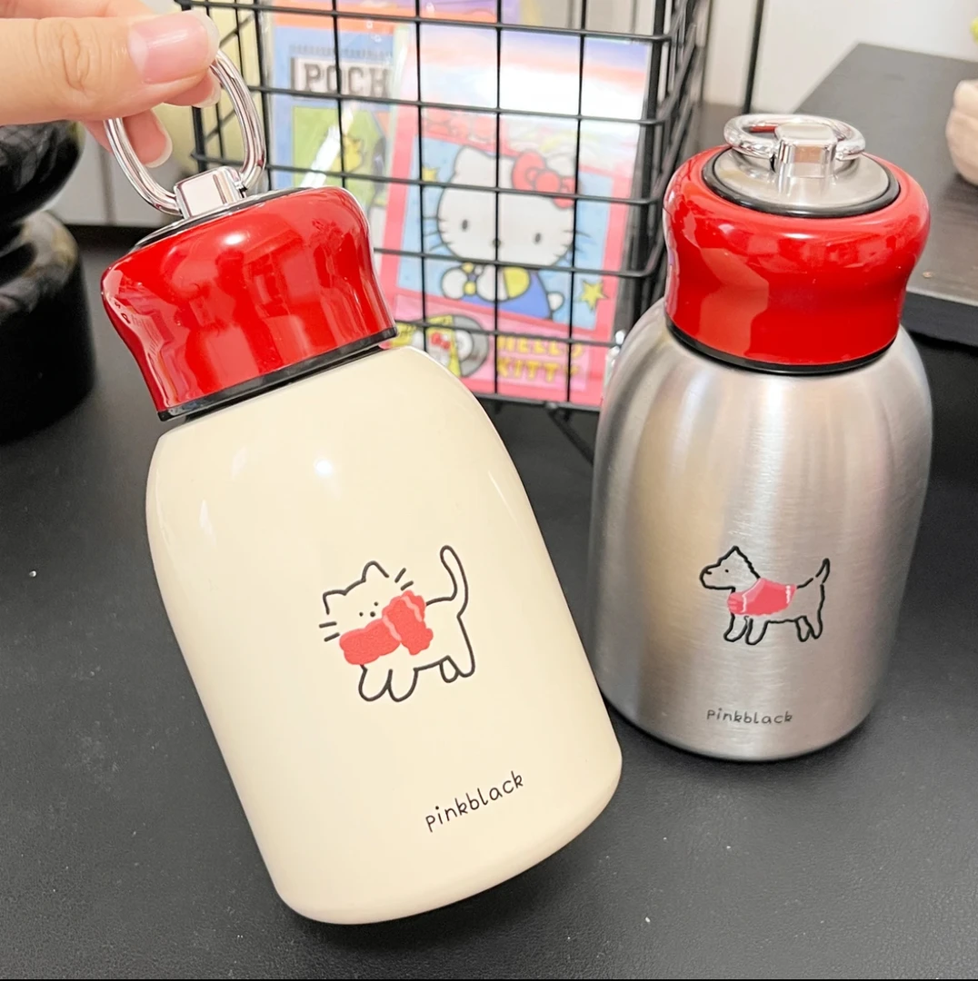 pinkblack原创小胖丁保温水杯可爱女随行杯简约口袋迷你