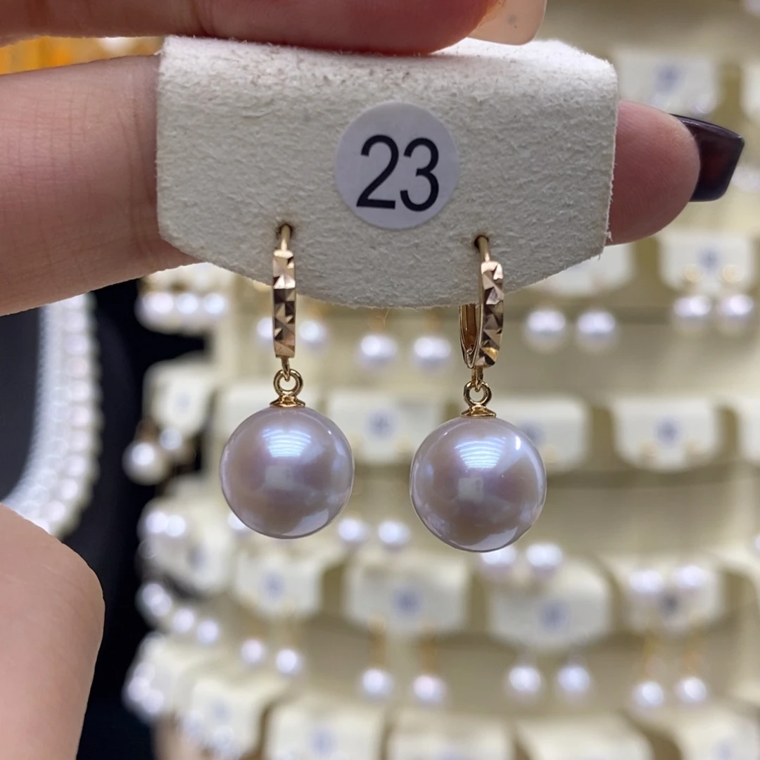 耳饰银S925镶嵌淡水珍珠