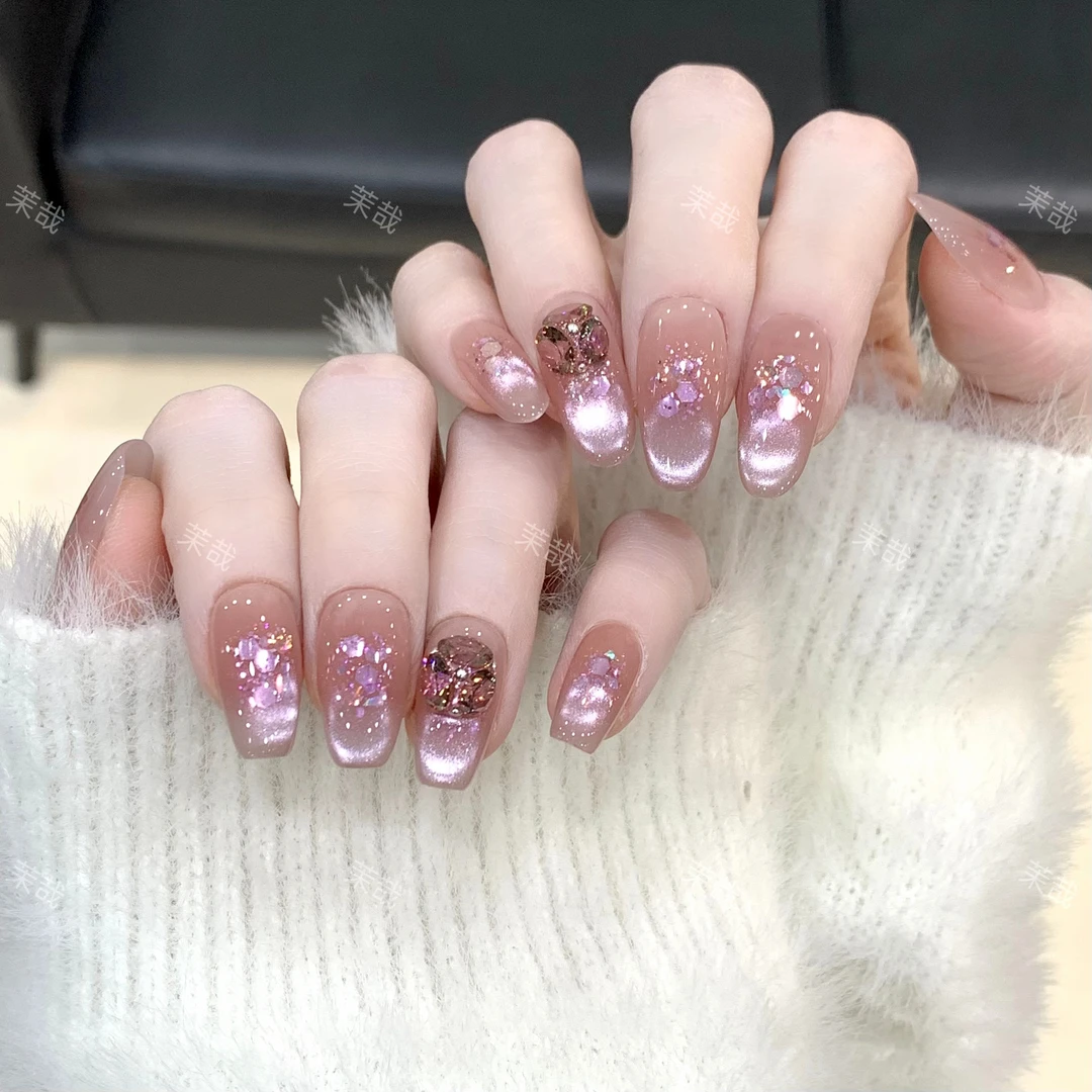 茉哉现货【紫梦星河】纯手工定制拆卸穿戴甲A4426