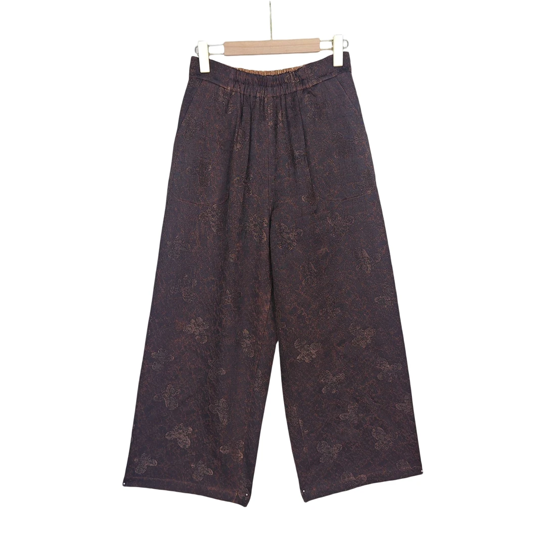 【苓柯】桑蚕丝香云纱新中式复古百搭舒适文艺阔腿裤子2422595