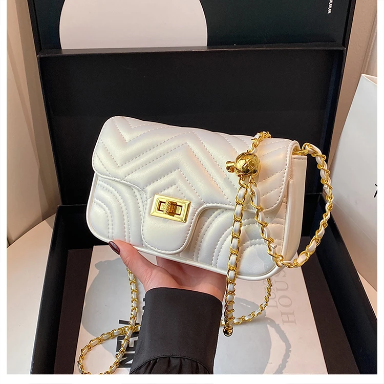 简约风小众斜挎包小香风手工百搭ins小包包时尚撞色单肩斜跨女包