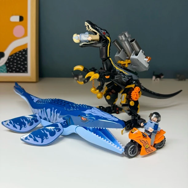 深海沧龙追击机械重爪龙翼龙恐龙世界拼装组装积木玩具男孩礼物