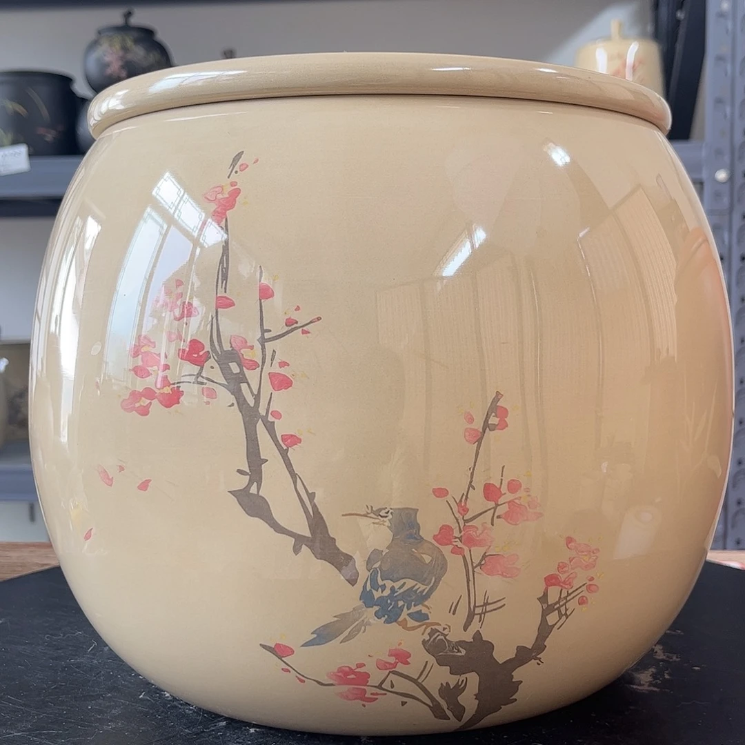 罐白泥水亮光存茶缸