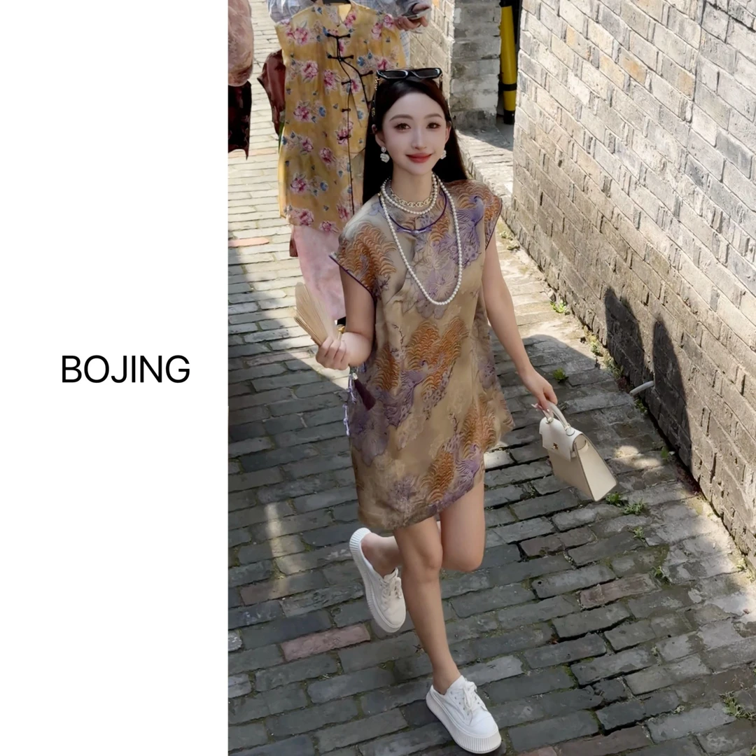 现货【凤鸣花开】新中式短袖气质网红夏季国风上衣套装