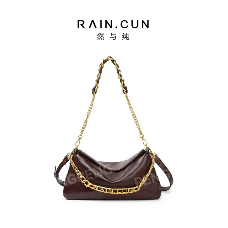 RAIN.CUN BF-66603-深棕色 轻奢女士时尚潮流通勤腋下斜挎包