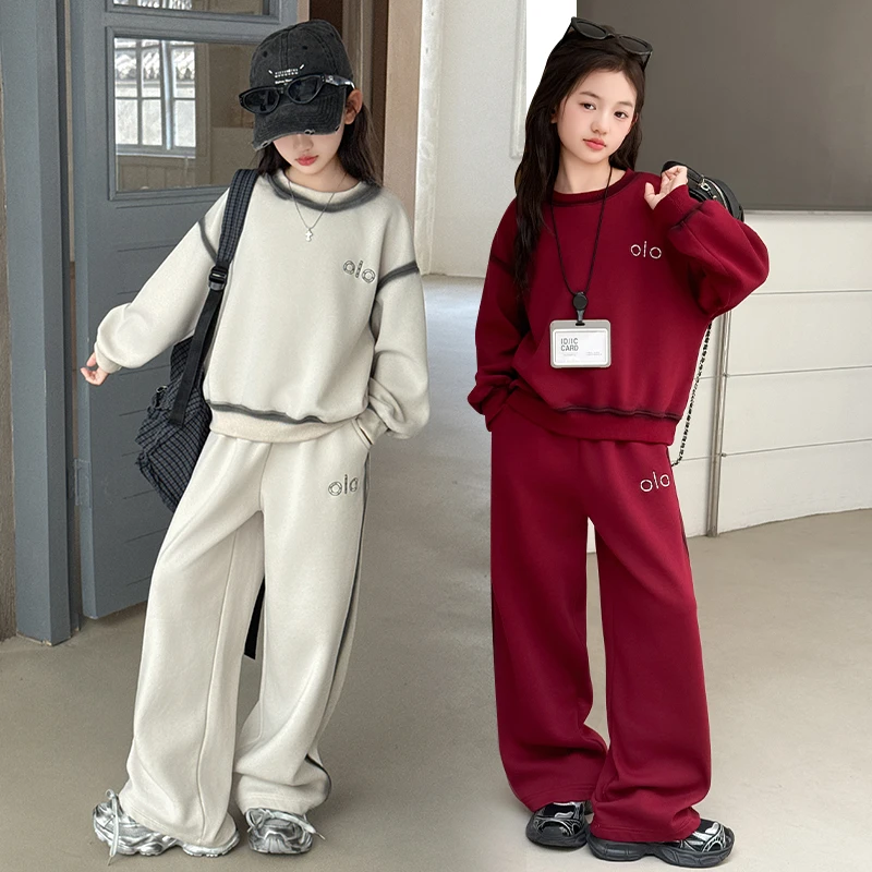 女童2025年秋季新款中大童洋气网红时尚百搭韩版休闲喷色两件套