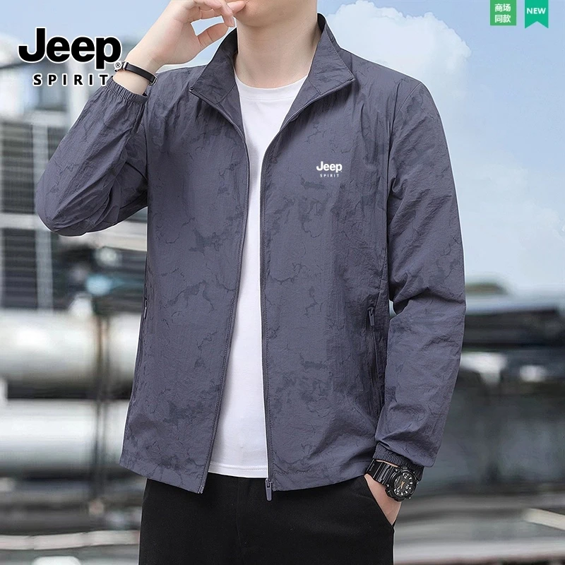 Jeep spirit吉普新款夏季男士防晒衣冰感降温夹克外套防紫外线