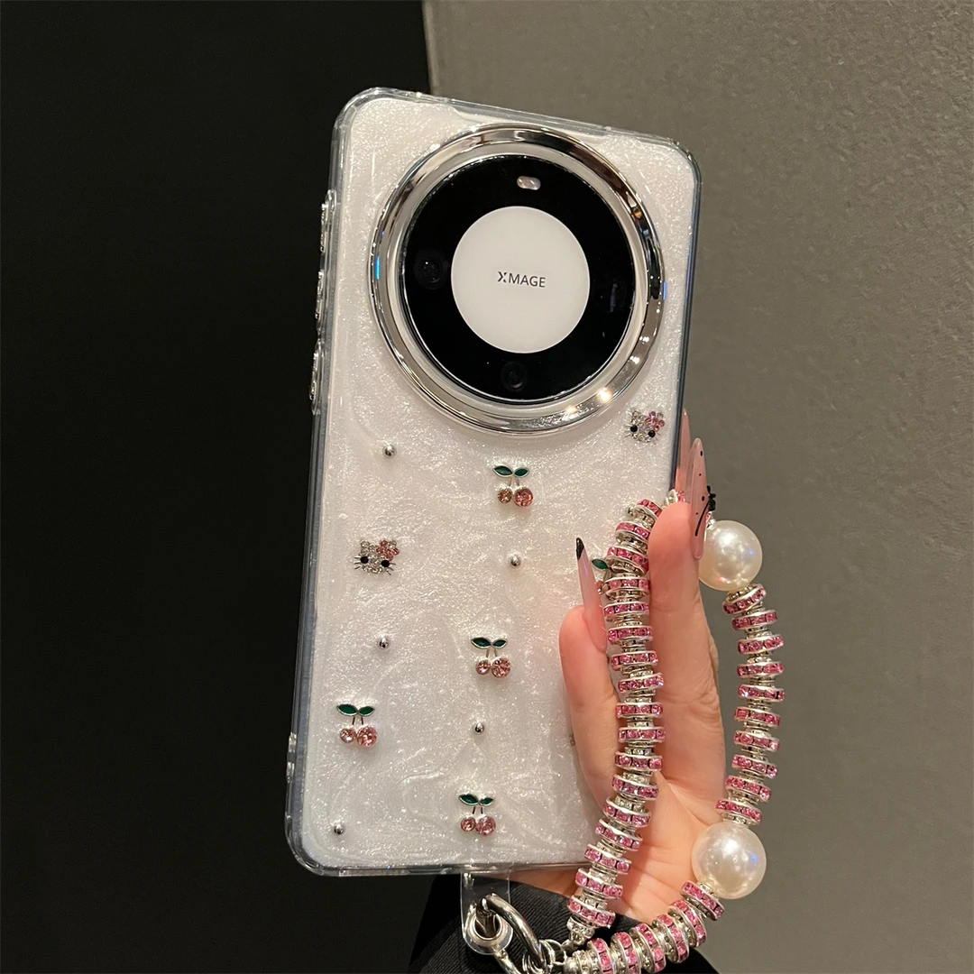 粉水钻樱桃适用华为mate70pro手机壳女款mate60pro+防摔pura70