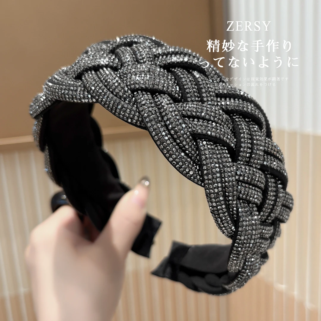 新款水钻编织发箍女高级感轻奢重工洋气时尚发卡日常外戴洗脸头箍