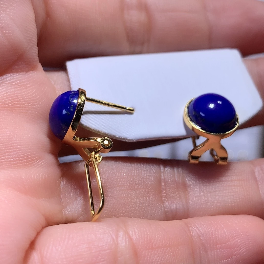 银S925镶嵌青金石耳饰11.2m