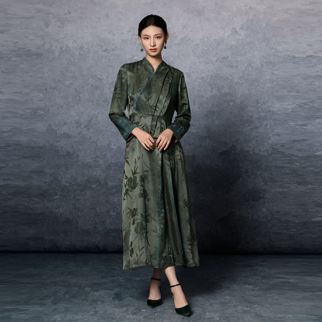 JIXIANGYIJIA/吉祥衣家风摇青玉枝连衣裙 951237316