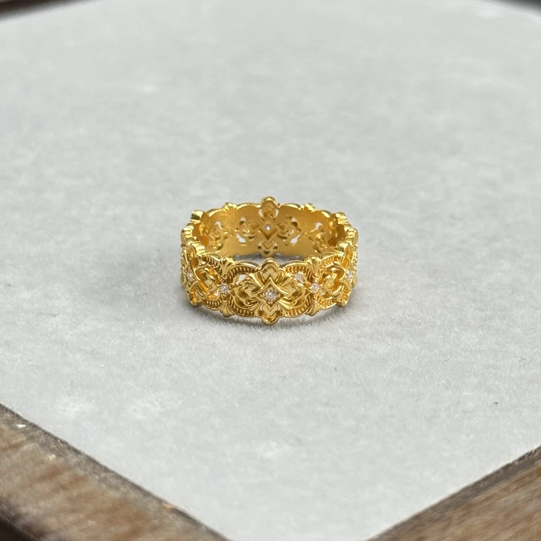 Z【繁花似锦点钻戒指】足金999戒指5G （附加268/0）